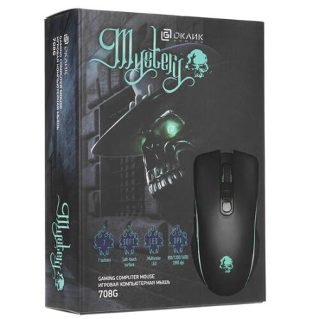 Мышь Оклик 708G MYSTERY черный оптическая (3200dpi) USB (7but) фото