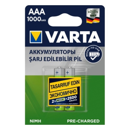 Акк-ры VARTA R03 R2U (2шт) AAA,1000 mAh фото