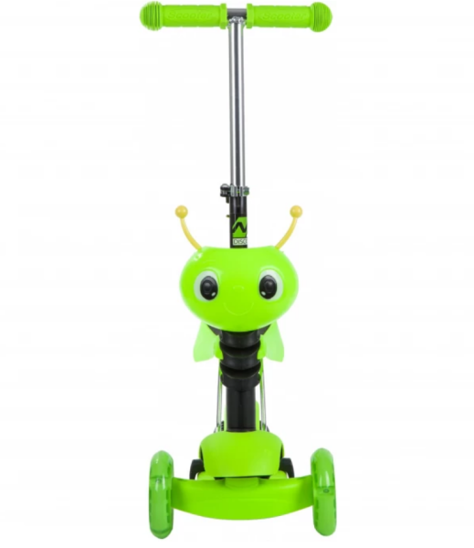 Самокат-кикборд NOVATRACK 120S.DISCOKIDS.GN9 Saddle для детей, трансформер, свет.колеса PU 120*90мм, фото