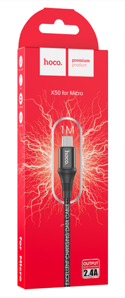 Кабель USB - MicroUSB HOCO X50 1м черный фото