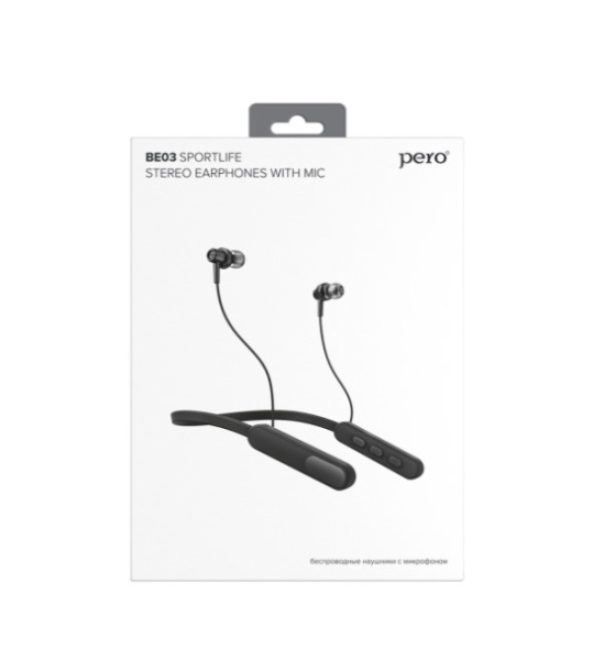Беспроводные bluetooth наушники PERO BE03 SPORTLIFE Black фото
