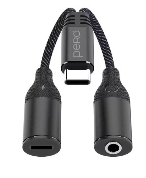 Адаптер PERO AD11 TYPE-C -USB-C/MINI JACK 3.5 черный PRAD11BK фото