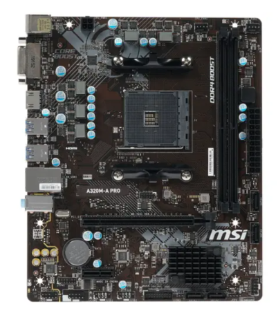 Материнская плата МВ MSI A320M-A PRO <S-AM4 AMD A320 2xDDR4 mATX AC`97 8ch(7.1) GbLAN RAID+DVI+HDMI> фото