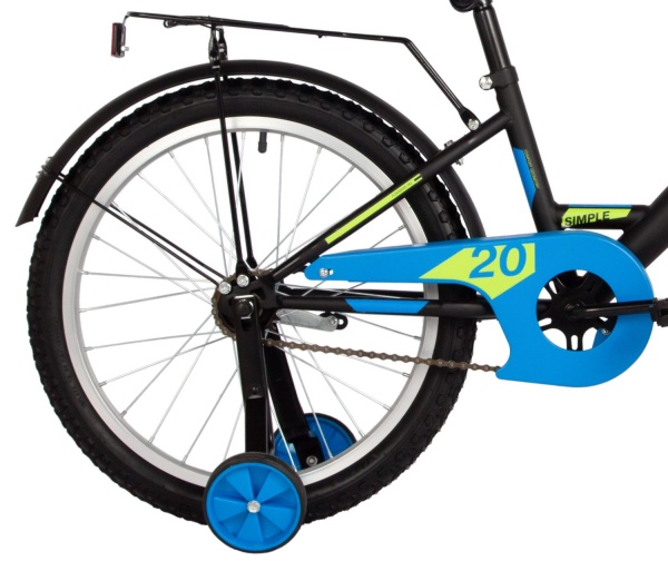 (м) Велосипед детский FOXX 20"203SIMPLE.BK5 чёрный, сталь, тормоз нож, крылья, багажник, полная защ. фото