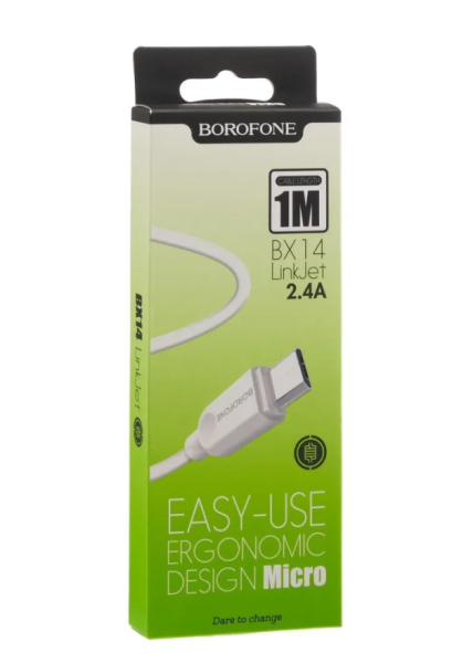 Кабель USB - MicroUSB BOROFONE BX14 1м белый фото