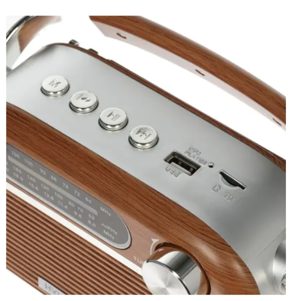 Радиоприемник Hyundai H-PSR200 дерево коричневое/серебристый фото