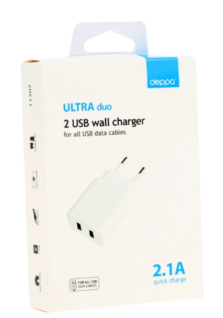 Сетевое зарядное устройство Deppa Ultra 2 USB 2.1A, белый, (11307) фото