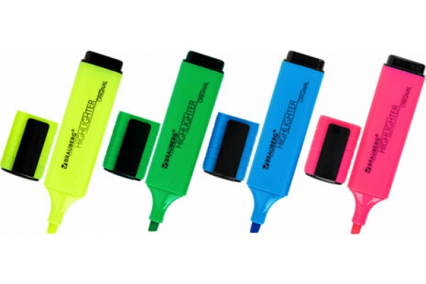 Набор текстовыделителей 4 ЦВЕТА, BRAUBERG "ORIGINAL NEON", линия 1-5 мм, 152215 фото