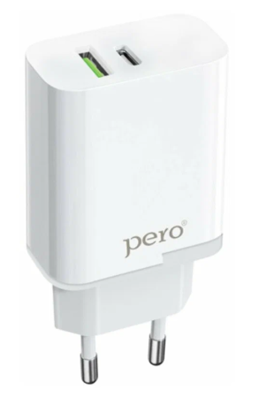 Сетевое зарядное устройство PERO TC05 PD 18W + USB-A Fast Charge белый фото