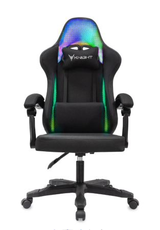 Кресло игровое Knight Wolf RGB черный с подголов. крестов. пластик пластик черный KNIGHT WOLF RGB B фото