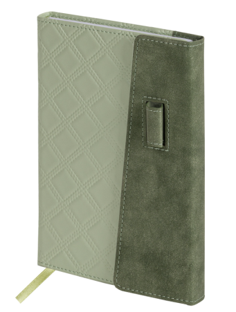 Ежедневник недатированный А5 145х215мм, BRAUBERG Stitch, под кожу, магнит, 160л, оливковый, 116588 фото