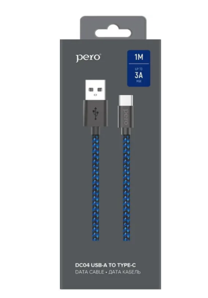 Кабель USB - Type-C PERO DC-04 1м сине-черный PRDC-04TC1MBB фото