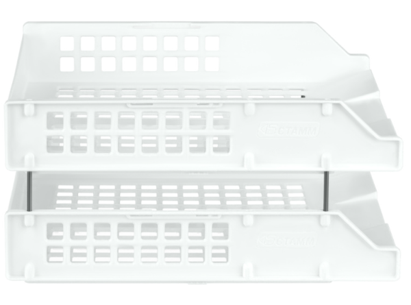 Лоток для бумаг горизонтальный СТАММ "Strong", набор 2шт., на метал. стержнях, белый фото