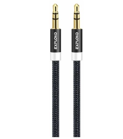 Аудиокабель EXPLOYD EX-K-641 Кабель AUX Jack3,5mm(M) - Jack3,5mm(M) 1M SONDER круглый черный фото