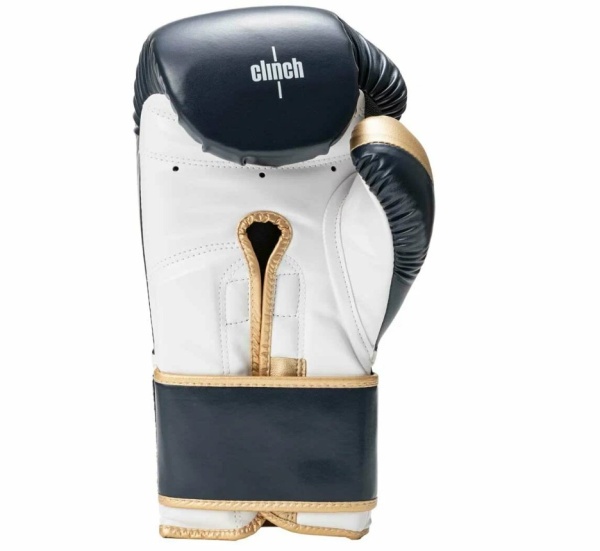 Перчатки боксерские Clinch Contender темносине-бело-золотые (вес 10 унций) C184  фото