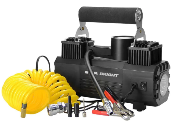 Авто-компрессор воздушный NOVA BRIGHT АК-65 металлический корпус, LED-фонарь, пластик.кейс 47160 фото