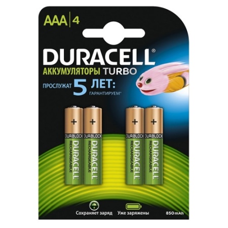 Акк-ры  ААA, 4 шт. 750 mAh, DURACEL HR03-4BL фото
