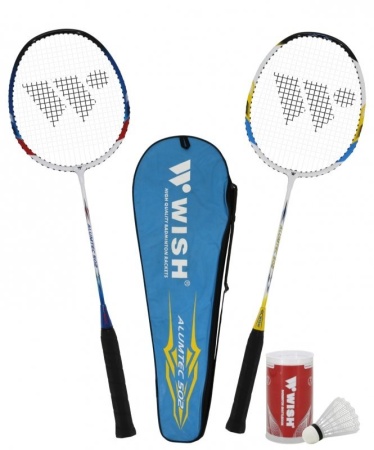 Набор для бадминтона WISH Alumtec 502 (2 ракетки+2 волана), синий/желтый фото