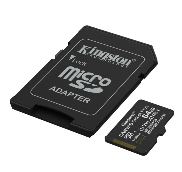 Карта памяти MicroSD 64GB Kingston Class 10 Canvas Select Plus A1 U1 V10 (100 Mb/s) (SDCS3/64GB) фото