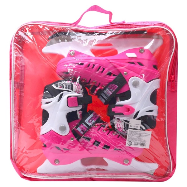 Раздвижные коньки City-Ride пластиковый мысок, лезвие нержавеющая сталь в н/сумке (S(31-34)розовый J купить ЦИТ Раздвижные коньки City-Ride пластиковый мысок, лезвие нержавеющая сталь в н/сумке (S(31-34)розовый J фото