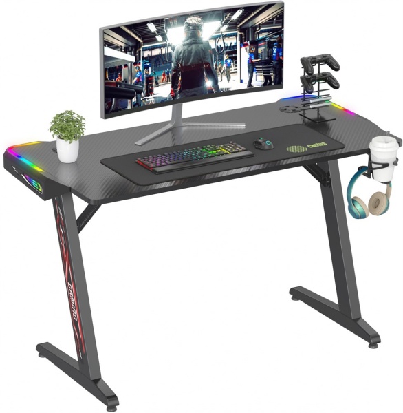 Стол игровой Cactus CS-GTZ-BK-RGB столешница ДСП черный каркас черный  купить ЦИТ Стол игровой Cactus CS-GTZ-BK-RGB столешница ДСП черный каркас черный  фото