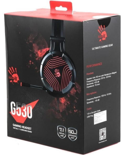Игровые наушники с микрофоном A4 Bloody G530 черный/серый USB фото
