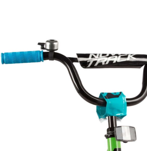 (м) Велосипед детский NOVATRACK 18"183VECTOR.GN22 лаймовый, защита А-тип, тормоз нож., крылья и бага фото