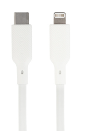 Кабель Type-C - Lightning Qumo 1м белый силиконовый, 20W (MFI) (32995) фото