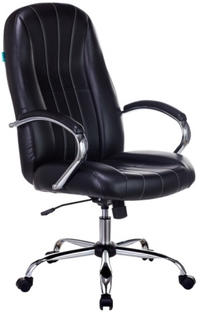 Кресло руководителя (офисное) Бюрократ T-898SL/BLACK, эко.кожа, крестовина металл хром  фото