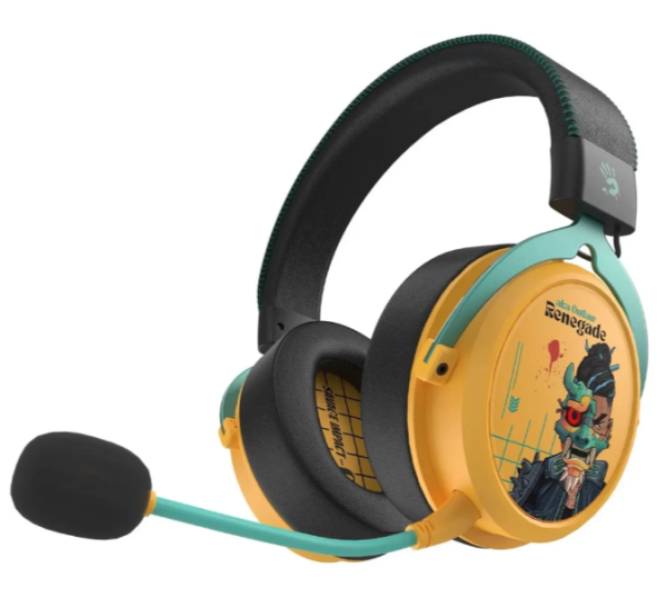 Игровые наушники с микрофоном A4 Bloody  MR595 Renegade желтый мониторные BT/Radio фото