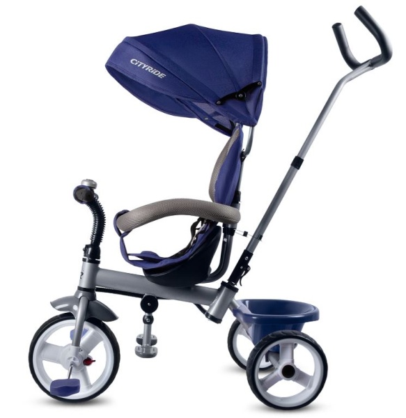 (м) Велосипед детский 3-х колесный City-Ride CR-B3-06DBL Рама сталь, "колясочная крыша", ручка управ фото