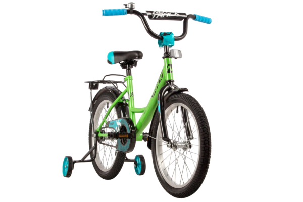 (м) Велосипед детский NOVATRACK 18"183VECTOR.GN22 лаймовый, защита А-тип, тормоз нож., крылья и бага фото