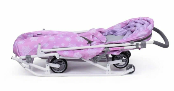 Санки-коляска Ника Наши детки 3-1К (НДТ3-1К/СН со снежинками на сиреневом) фото