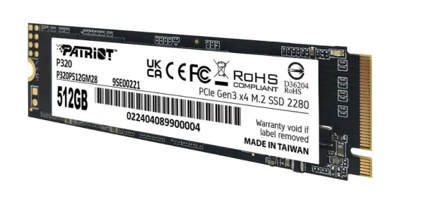 Накопитель SSD 512Gb M.2 2280 Patriot P320 3000/2200 NVMe PCIEx4 (P320P512GM28) фото