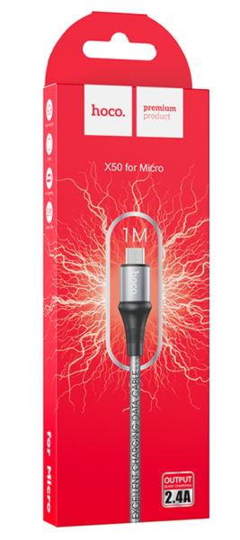 Кабель USB - MicroUSB HOCO X50 1м серый купить ЦИТ Кабель USB - MicroUSB HOCO X50 1м серый фото