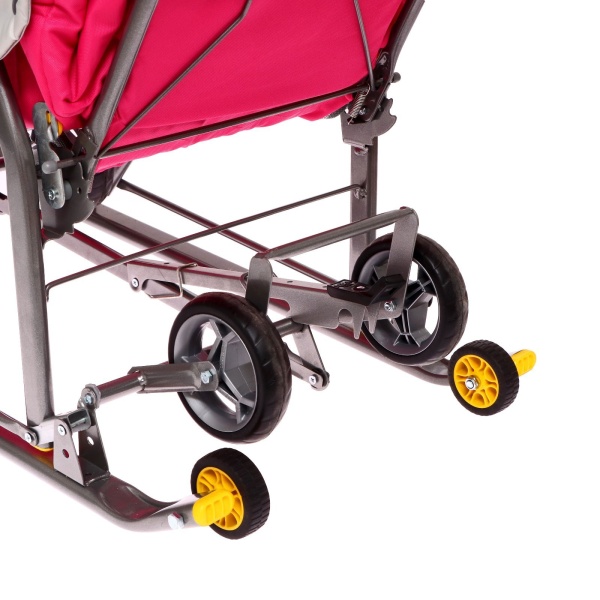 Санки-коляска Ника детям 7-6 со снеговиками розовый НД7-6/9 фото