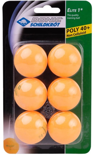 Мяч н/т Donic-Schildkröt 1* Elite, оранжевый (6 шт.) фото