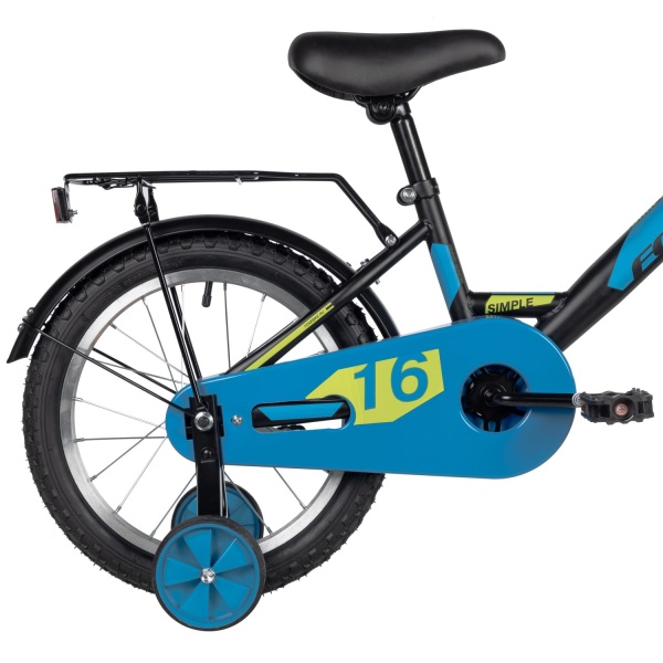 (м) Велосипед детский FOXX 16"163SIMPLE.BK5 чёрный, сталь, тормоз нож, крылья, багажник, полная защ фото