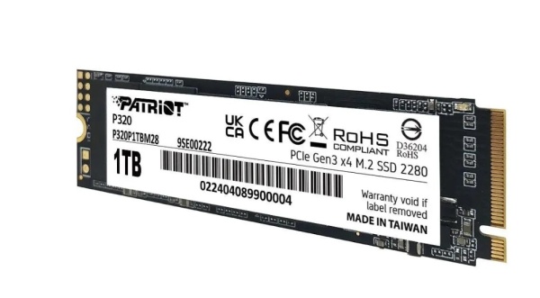 Накопитель SSD 1Tb M.2 2280 Patriot P320 3000/2200 NVMe PCIEx4 (P320P1TBM28) фото