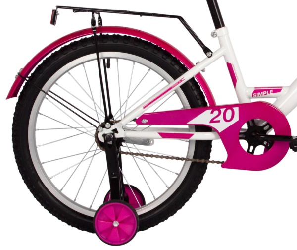 (м) Велосипед детский FOXX 20"204SIMPLE.WT5 белый, сталь, тормоз нож, крылья, багажник, защ.цепи. пе фото