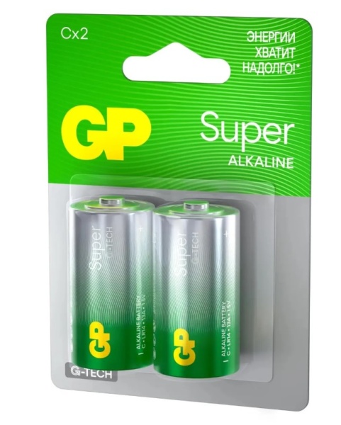 Батарея GP Super G-Tech Alkaline 14A LR14 C (2шт) блистер GP 14AA21-2CRSBC2  фото