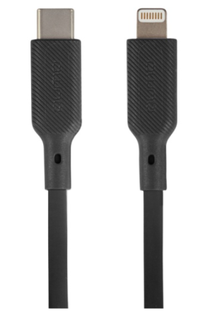 Кабель Type-C - Lightning Qumo 1м черный силиконовый, 20W (MFI) (32994) фото