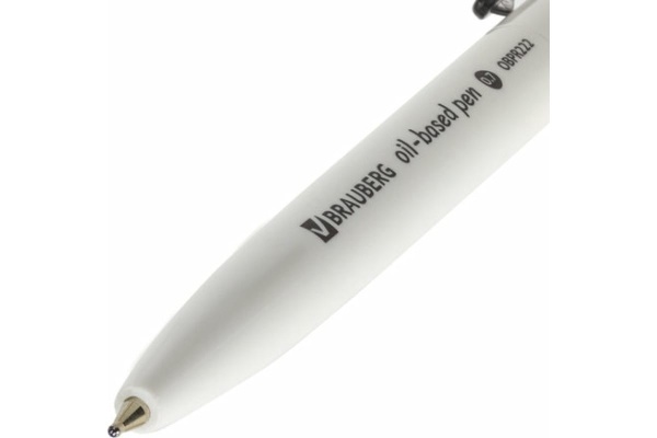 Ручка шариковая масляная автомат BRAUBERG Sky White, СИНЯЯ, клип ассорти, 0,7мм, линия 0,35мм,142950 фото