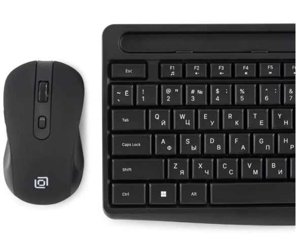 Комплект клавиатура + мышь Oklick S275W черный USB беспроводная фото
