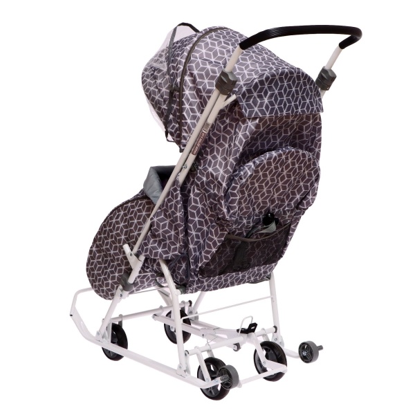 Санки-коляска Ника Наши детки 3-1К с ромбиками серый НДТ3-1К/4 фото