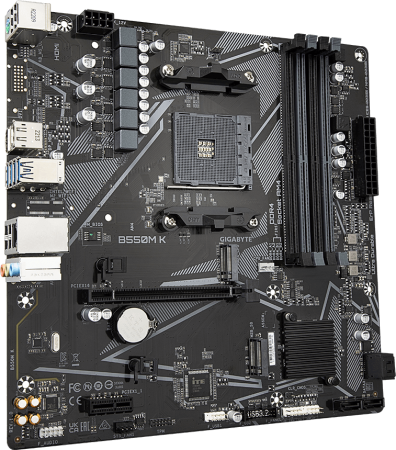 Материнская плата Gigabyte B550M K <S-AM4 AMD B550 4xDDR4 mATX AC`97 8ch(7.1) GbLAN RAID+HDMI+DP фото