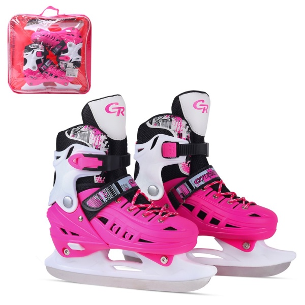 Раздвижные коньки City-Ride пластиковый мысок, лезвие нержавеющая сталь в н/сумке (S(31-34)розовый J фото