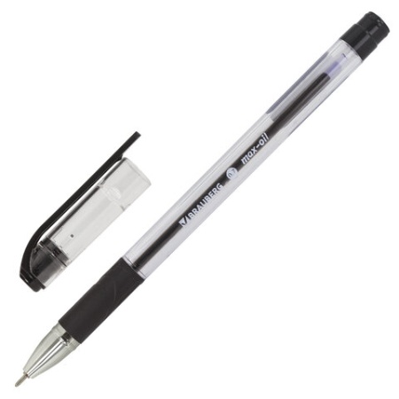 Ручка шариковая масляная с грипом BRAUBERG Max-Oil, ЧЕРНАЯ, игольч. узел 0,7мм, линия 0,35мм, 142142 фото