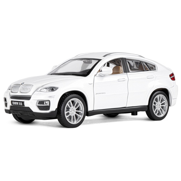 ТМ "Автопанорама" Машинка металлическая 1:32 BMW X6, белый, свет, звук, откр. двери, капот и багажни фото
