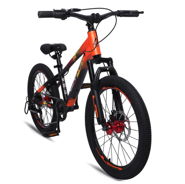 (м) Велосипед детский LTBIKE 20" SKILL, алюминий, рама 10,5", 6-ск, черный/оранжевый фото